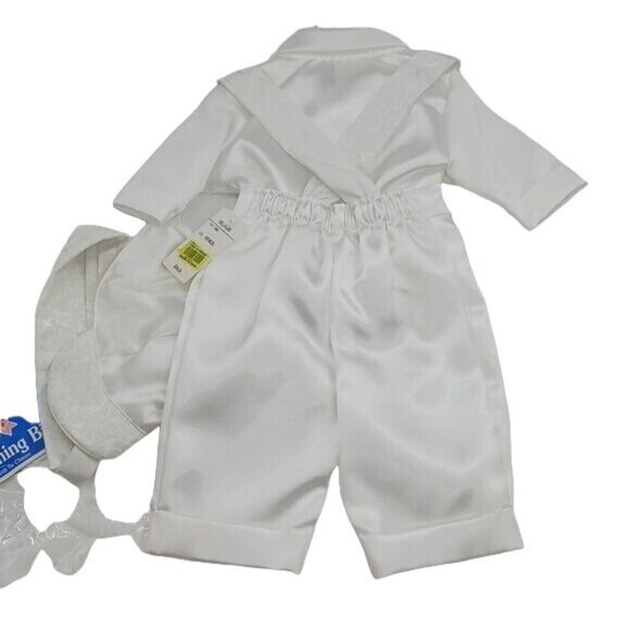 Vintage Christening Outfit For Baby Boy White 90's Complete Set Size 6-9 Months - Picture 6 of 7
